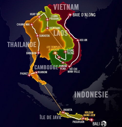 Carte du parcours de Pékin Express 4